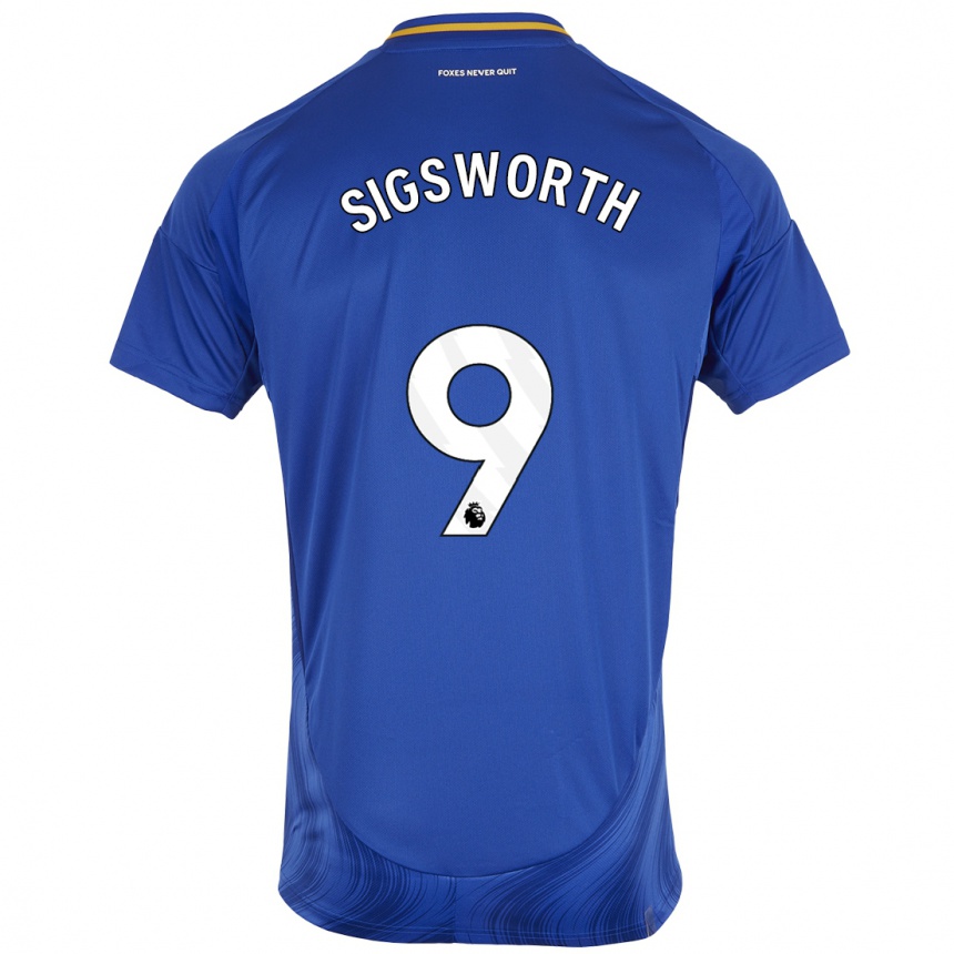 Kids Football Jessica Sigsworth #9 Blue White Home Jersey 2024/25 T-Shirt Uk