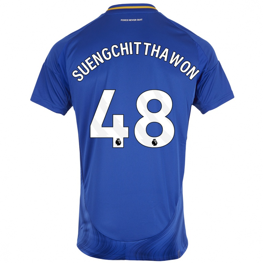 Kids Football Thanawat Suengchitthawon #48 Blue White Home Jersey 2024/25 T-Shirt Uk