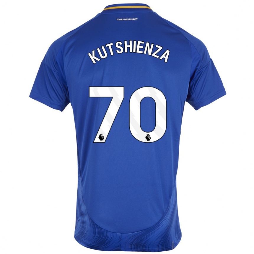 Kids Football Jesper Kutshienza #70 Blue White Home Jersey 2024/25 T-Shirt Uk