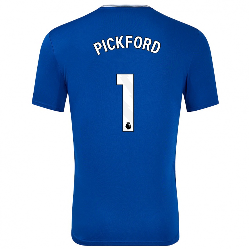 Kids Football Pickford #1 Blue With Home Jersey 2024/25 T-Shirt Uk