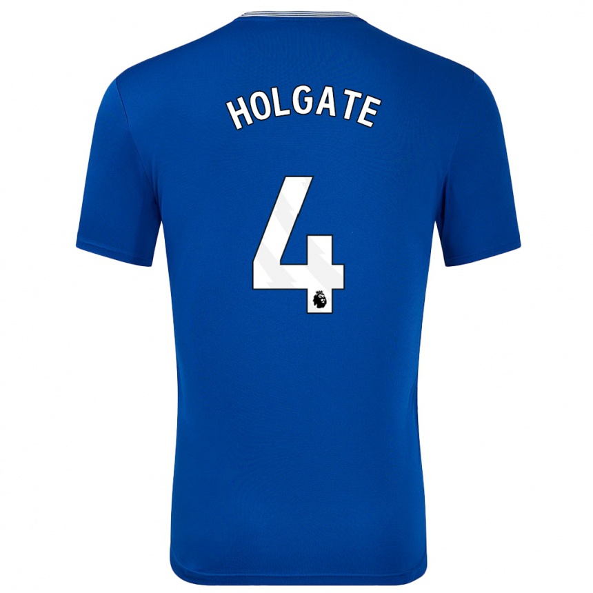 Kids Football Mason Holgate #4 Blue With Home Jersey 2024/25 T-Shirt Uk