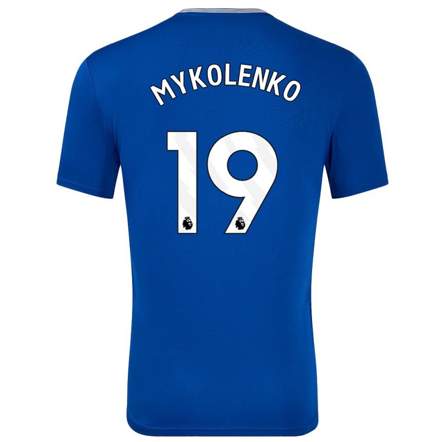 Kids Football Vitaliy Mykolenko #19 Blue With Home Jersey 2024/25 T-Shirt Uk