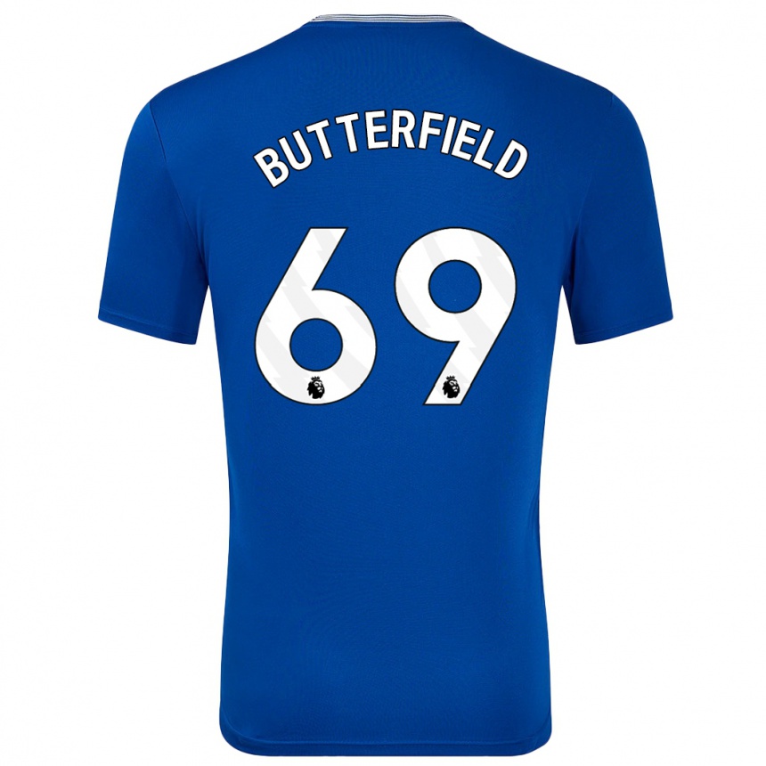 Kids Football Luke Butterfield #69 Blue With Home Jersey 2024/25 T-Shirt Uk