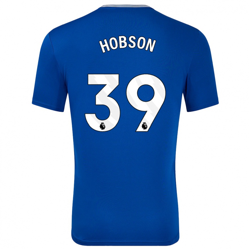 Kids Football Issy Hobson #39 Blue With Home Jersey 2024/25 T-Shirt Uk