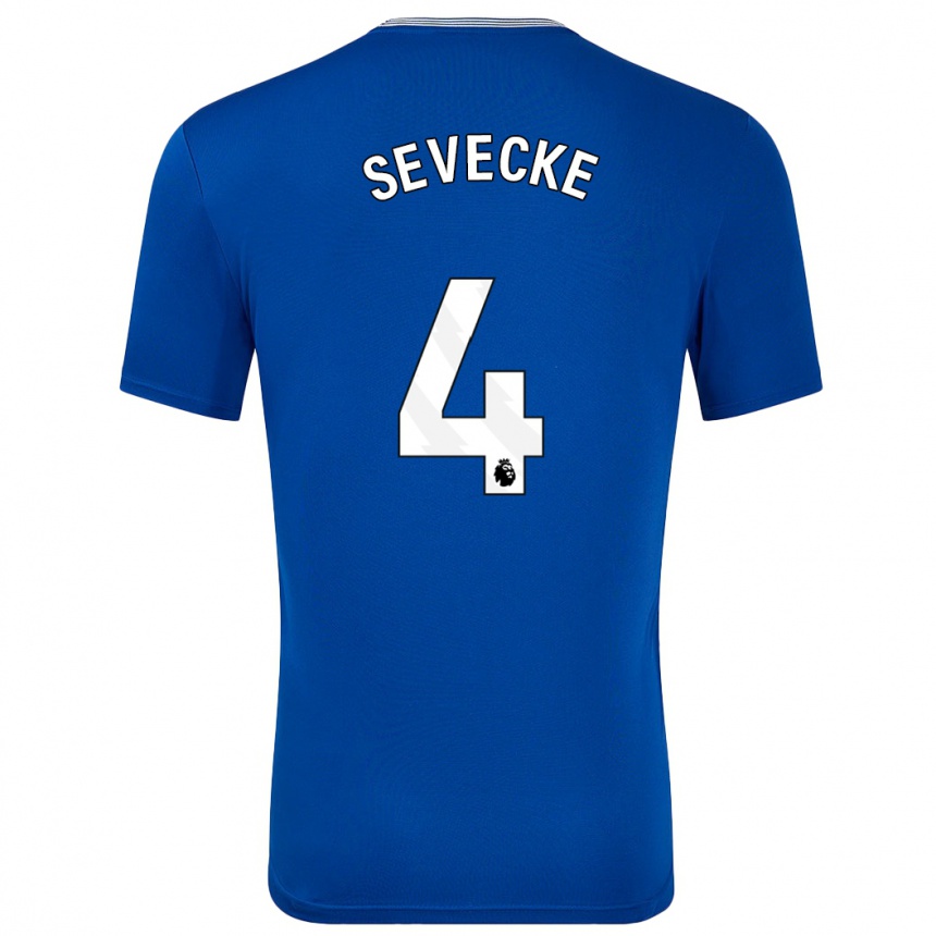 Kids Football Rikke Sevecke #4 Blue With Home Jersey 2024/25 T-Shirt Uk