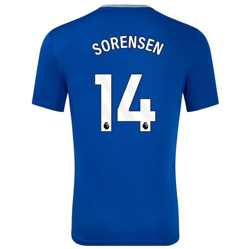 Kids Football Nicoline Sorensen #14 Blue With Home Jersey 2024/25 T-Shirt Uk