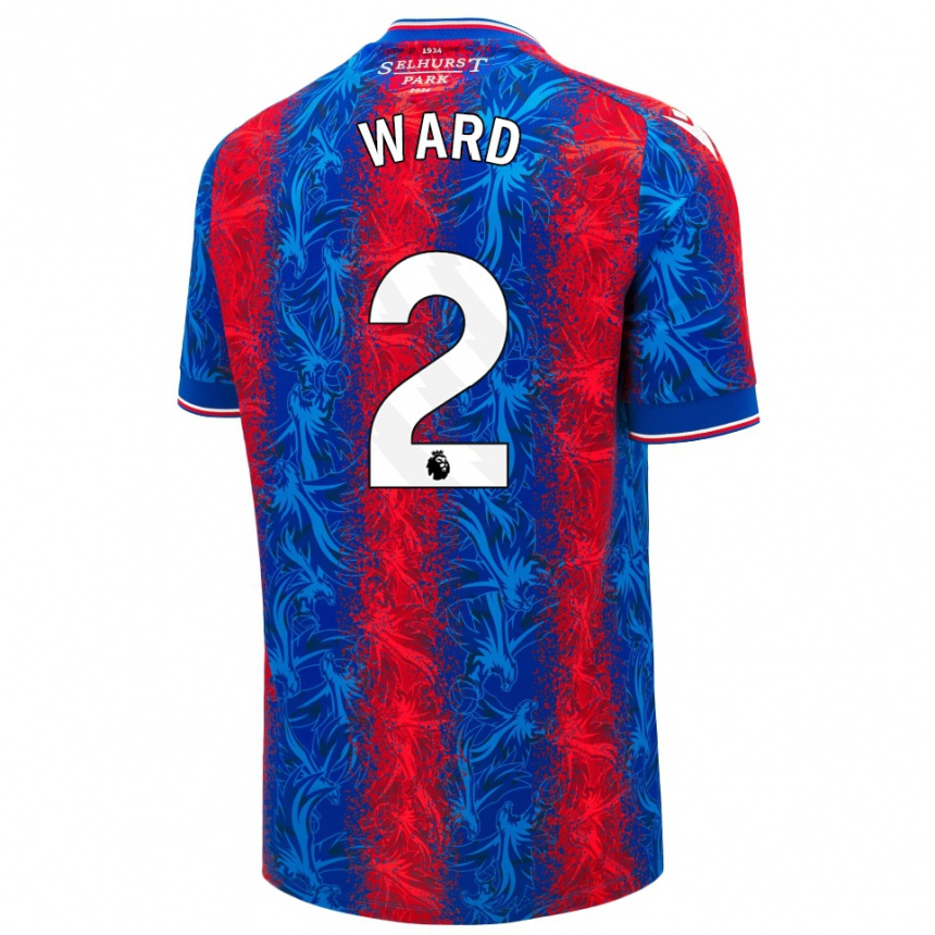 Kids Football Joel Ward #2 Red Blue Stripes Home Jersey 2024/25 T-Shirt Uk