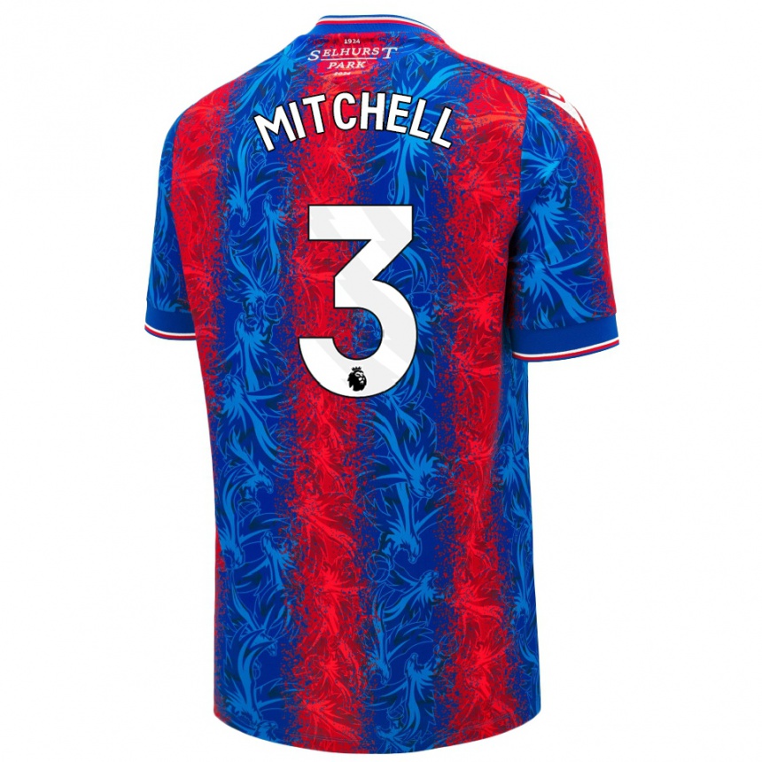 Kids Football Tyrick Mitchell #3 Red Blue Stripes Home Jersey 2024/25 T-Shirt Uk