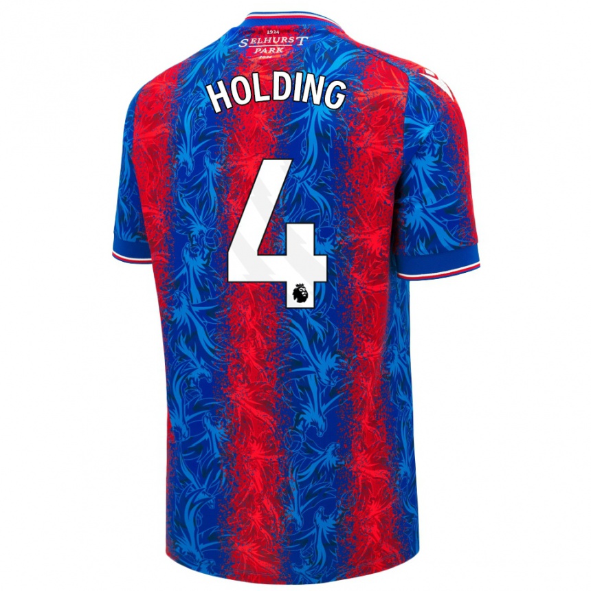 Kids Football Rob Holding #4 Red Blue Stripes Home Jersey 2024/25 T-Shirt Uk