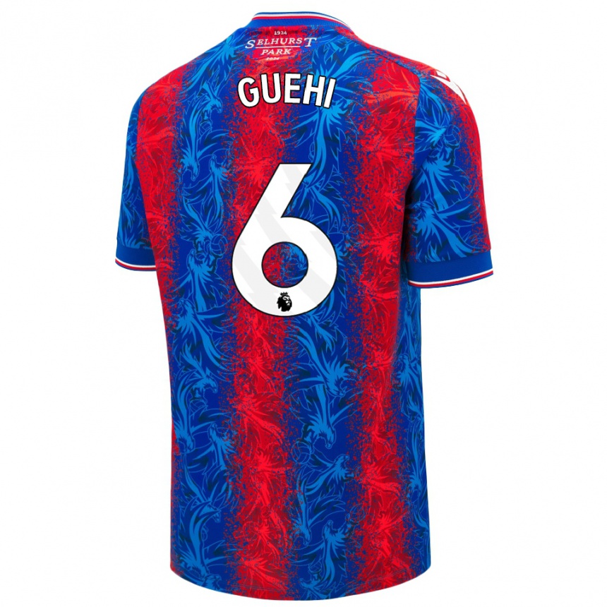 Kids Football Marc Guéhi #6 Red Blue Stripes Home Jersey 2024/25 T-Shirt Uk