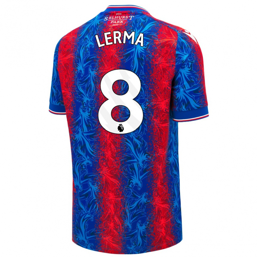 Kids Football Jefferson Lerma #8 Red Blue Stripes Home Jersey 2024/25 T-Shirt Uk