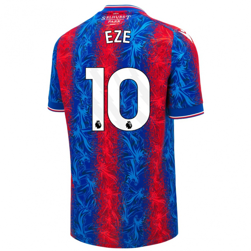 Kids Football Eberechi Eze #10 Red Blue Stripes Home Jersey 2024/25 T-Shirt Uk