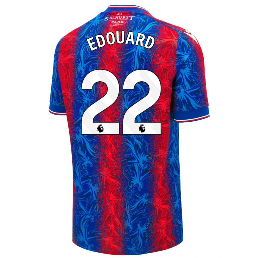 Kids Football Odsonne Edouard #22 Red Blue Stripes Home Jersey 2024/25 T-Shirt Uk