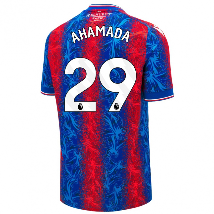 Kids Football Naouirou Ahamada #29 Red Blue Stripes Home Jersey 2024/25 T-Shirt Uk