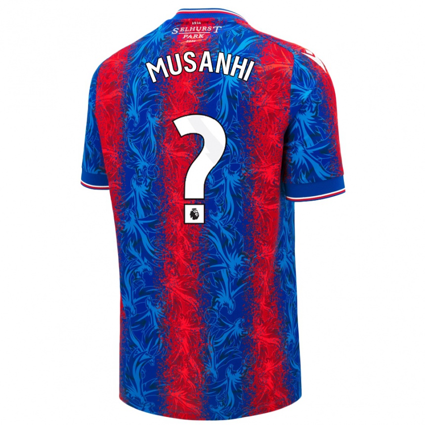 Kids Football Kurai Musanhi #0 Red Blue Stripes Home Jersey 2024/25 T-Shirt Uk