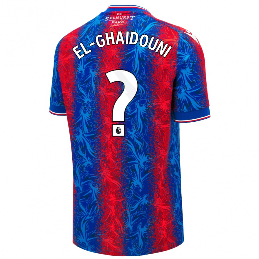 Kids Football Nabil El-Ghaidouni Taitt #0 Red Blue Stripes Home Jersey 2024/25 T-Shirt Uk