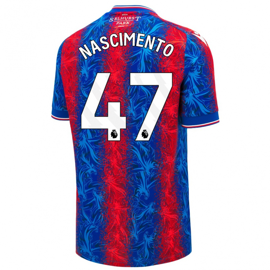 Kids Football Adler Nascimento #47 Red Blue Stripes Home Jersey 2024/25 T-Shirt Uk