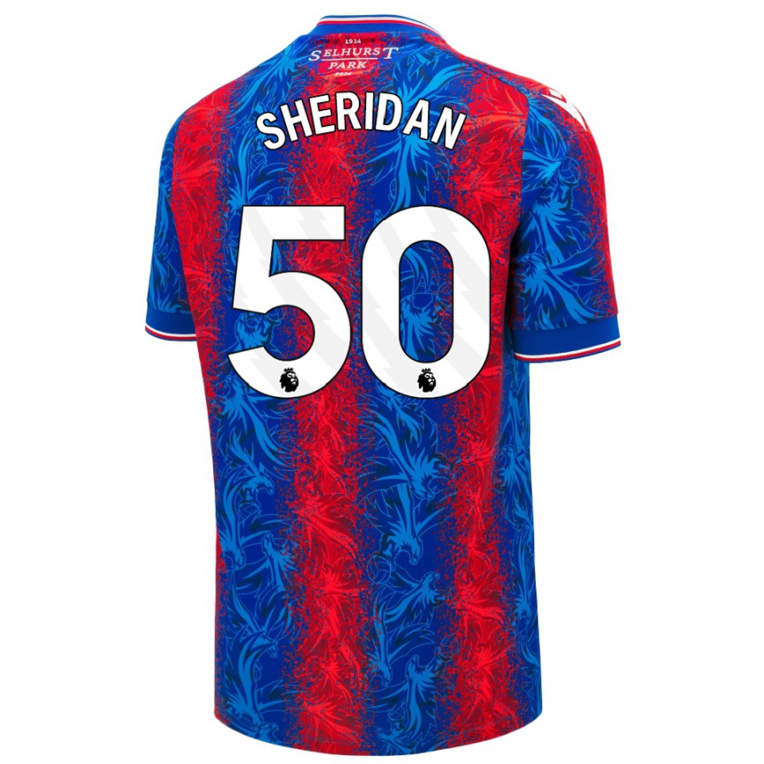 Kids Football Joe Sheridan #50 Red Blue Stripes Home Jersey 2024/25 T-Shirt Uk