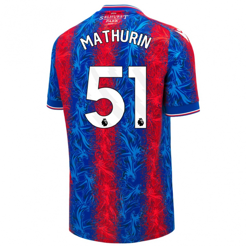 Kids Football Roshaun Mathurin #51 Red Blue Stripes Home Jersey 2024/25 T-Shirt Uk