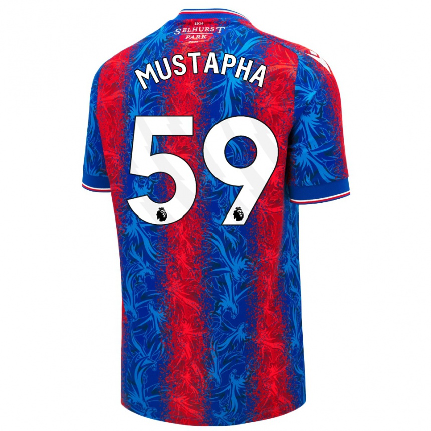 Kids Football Hindolo Mustapha #59 Red Blue Stripes Home Jersey 2024/25 T-Shirt Uk