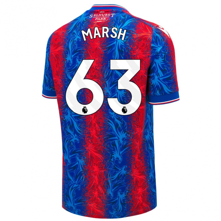 Kids Football Zach Marsh #63 Red Blue Stripes Home Jersey 2024/25 T-Shirt Uk