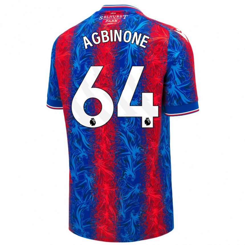 Kids Football Asher Agbinone #64 Red Blue Stripes Home Jersey 2024/25 T-Shirt Uk