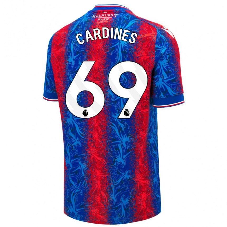 Kids Football Rio Cardines #69 Red Blue Stripes Home Jersey 2024/25 T-Shirt Uk