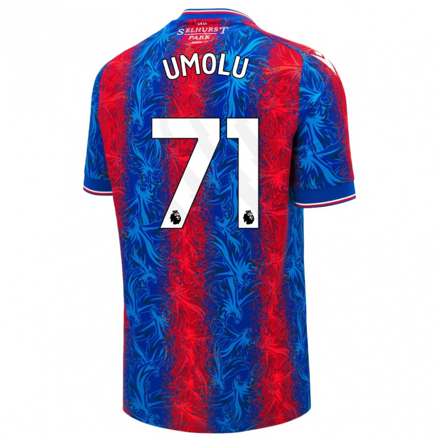 Kids Football Jemiah Umolu #71 Red Blue Stripes Home Jersey 2024/25 T-Shirt Uk