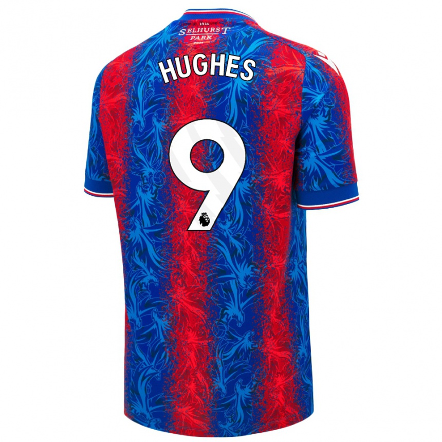 Kids Football Elise Hughes #9 Red Blue Stripes Home Jersey 2024/25 T-Shirt Uk