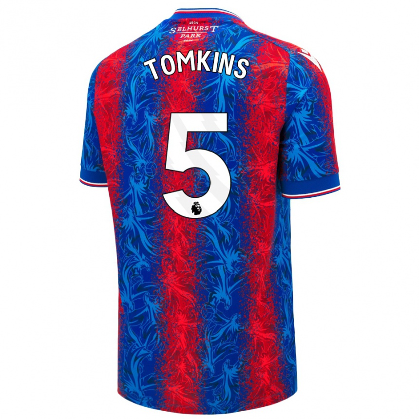 Kids Football James Tomkins #5 Red Blue Stripes Home Jersey 2024/25 T-Shirt Uk