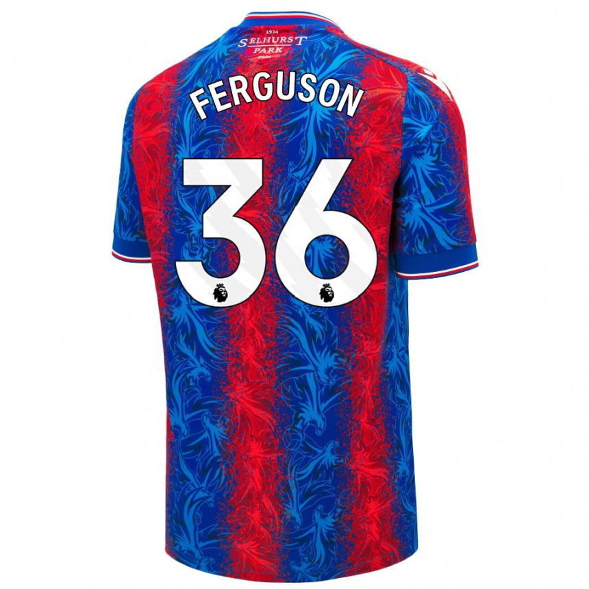 Kids Football Nathan Ferguson #36 Red Blue Stripes Home Jersey 2024/25 T-Shirt Uk