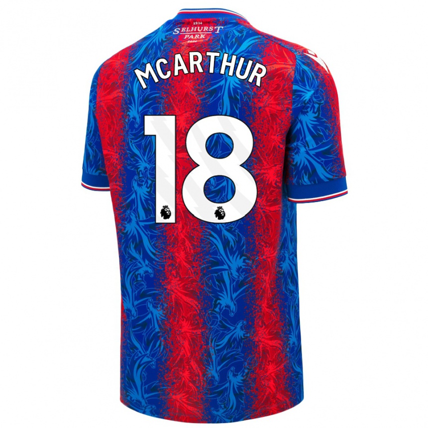 Kids Football James Mcarthur #18 Red Blue Stripes Home Jersey 2024/25 T-Shirt Uk