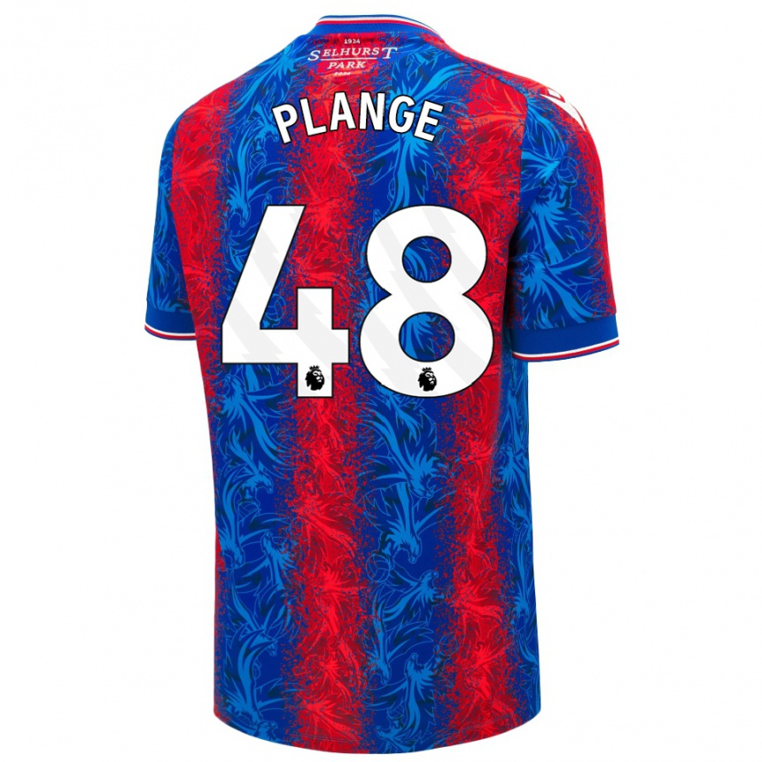 Kids Football Luke Plange #48 Red Blue Stripes Home Jersey 2024/25 T-Shirt Uk