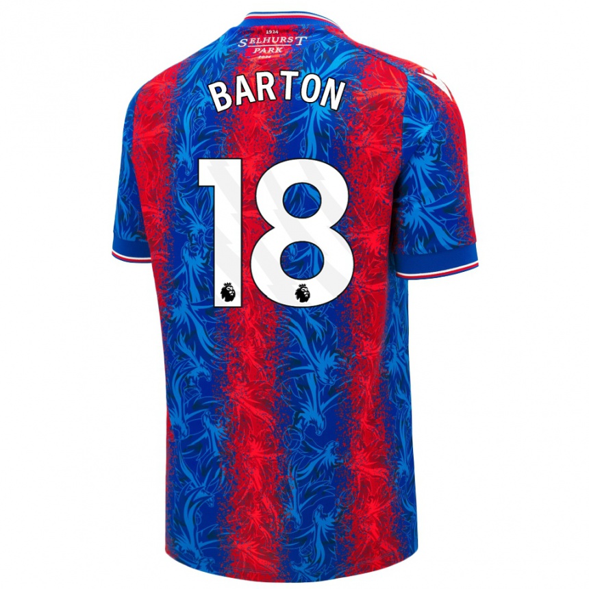 Kids Football Kirsty Barton #18 Red Blue Stripes Home Jersey 2024/25 T-Shirt Uk