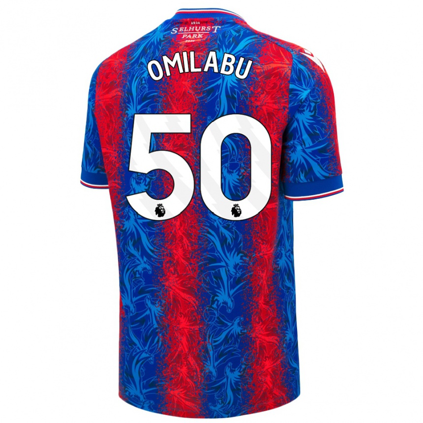 Kids Football David Omilabu #50 Red Blue Stripes Home Jersey 2024/25 T-Shirt Uk