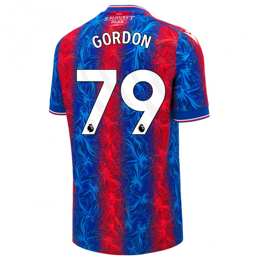 Kids Football John-Kymani Gordon #79 Red Blue Stripes Home Jersey 2024/25 T-Shirt Uk