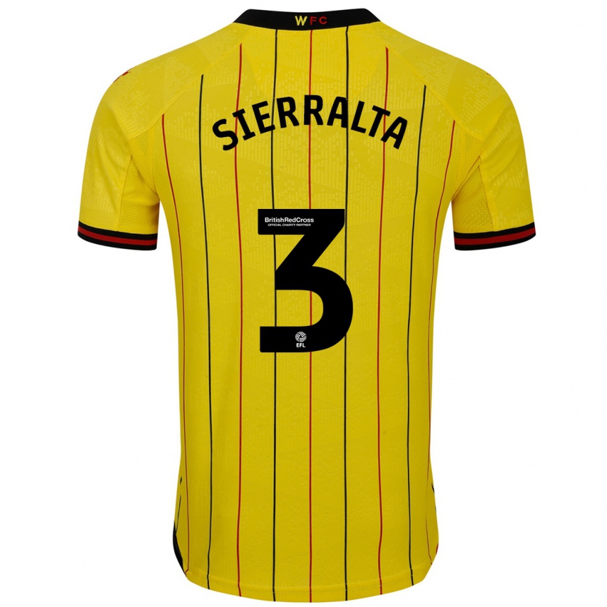 Kids Football Francisco Sierralta #3 Yellow Black Home Jersey 2024/25 T-Shirt Uk