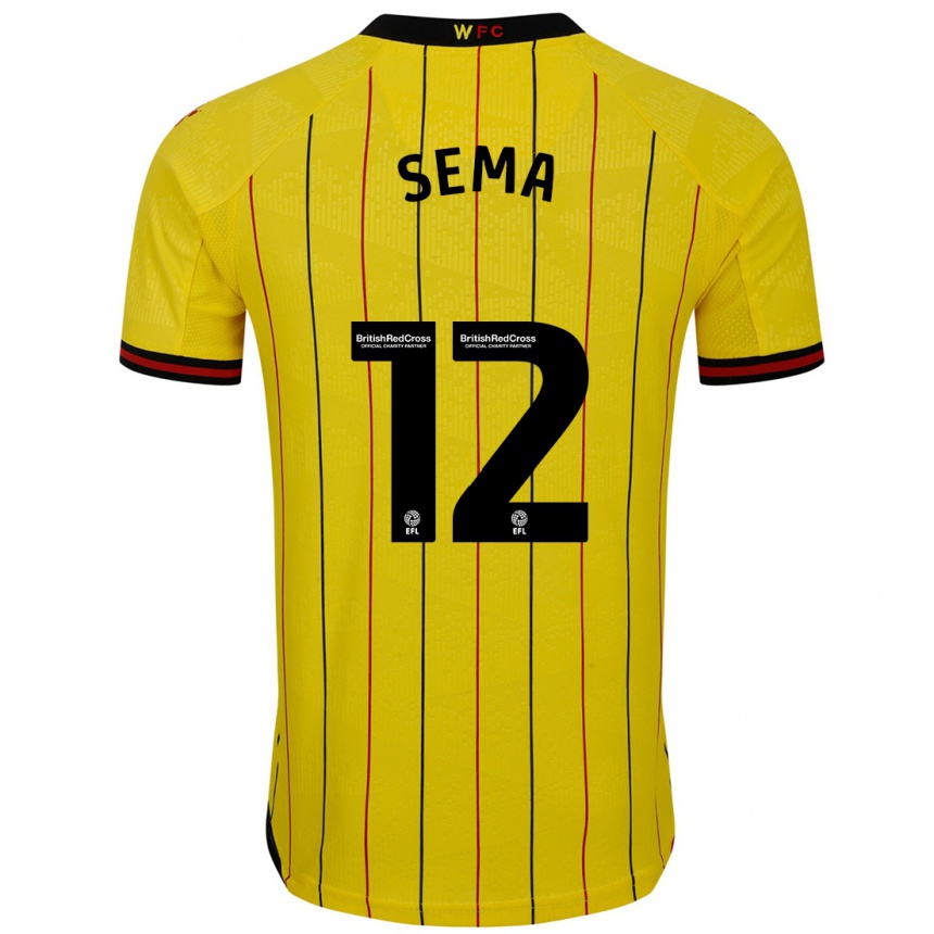 Kids Football Ken Sema #12 Yellow Black Home Jersey 2024/25 T-Shirt Uk