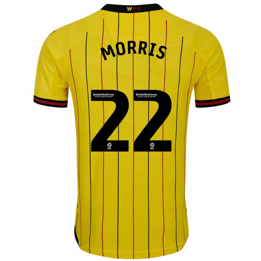 Kids Football James Morris #22 Yellow Black Home Jersey 2024/25 T-Shirt Uk