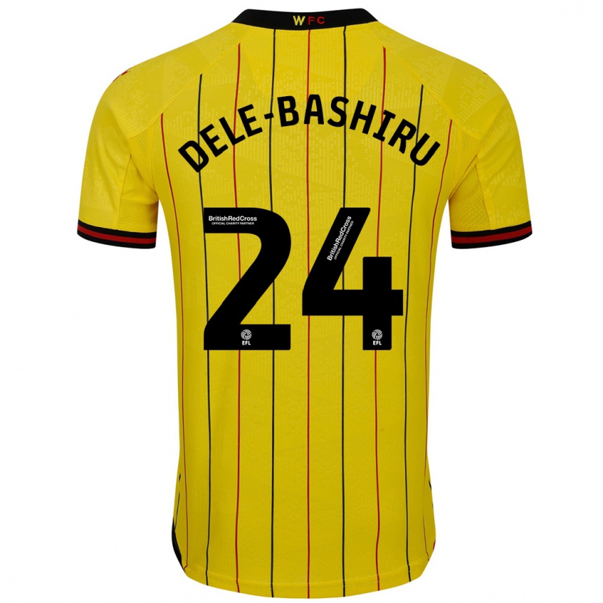 Kids Football Tom Dele-Bashiru #24 Yellow Black Home Jersey 2024/25 T-Shirt Uk