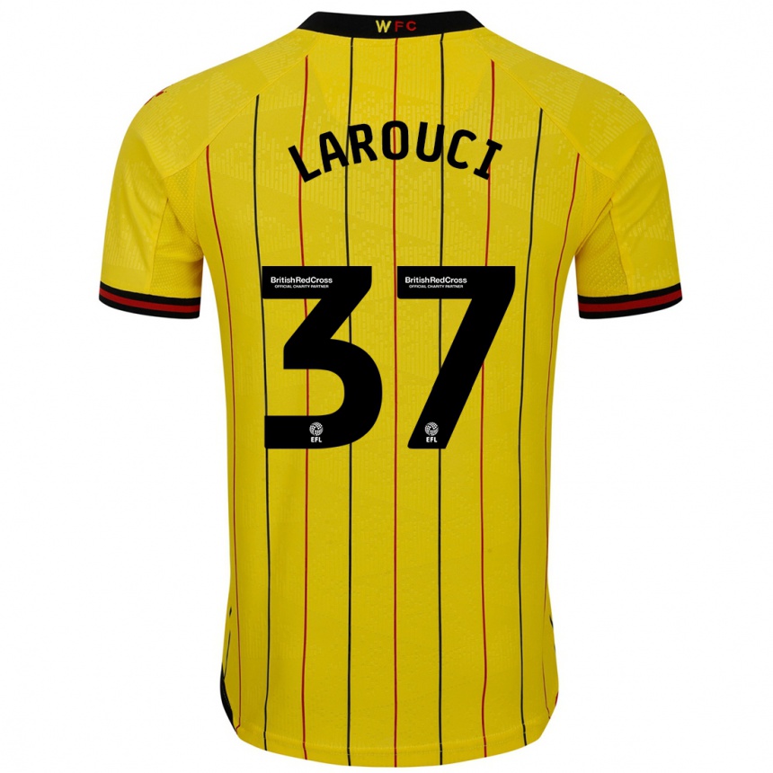 Kids Football Yasser Larouci #37 Yellow Black Home Jersey 2024/25 T-Shirt Uk