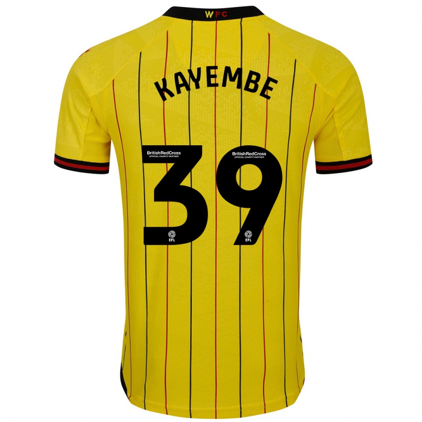 Kids Football Edo Kayembe #39 Yellow Black Home Jersey 2024/25 T-Shirt Uk