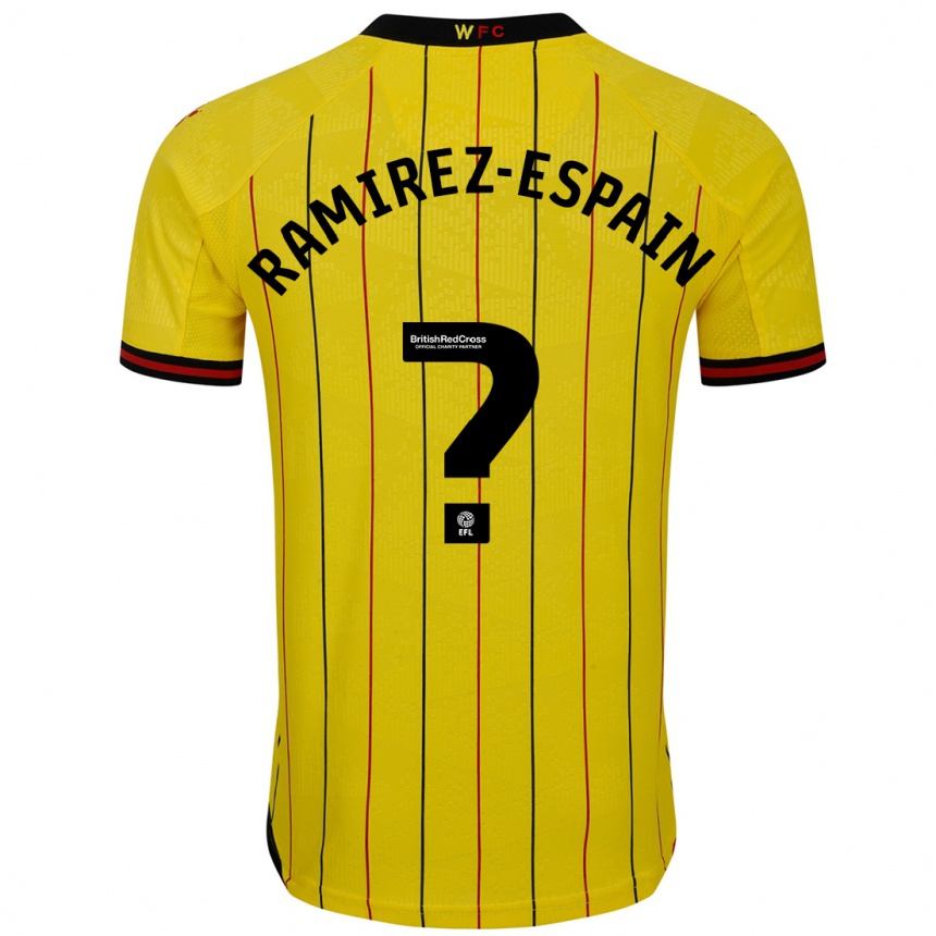 Kids Football Leo Ramirez-Espain #0 Yellow Black Home Jersey 2024/25 T-Shirt Uk