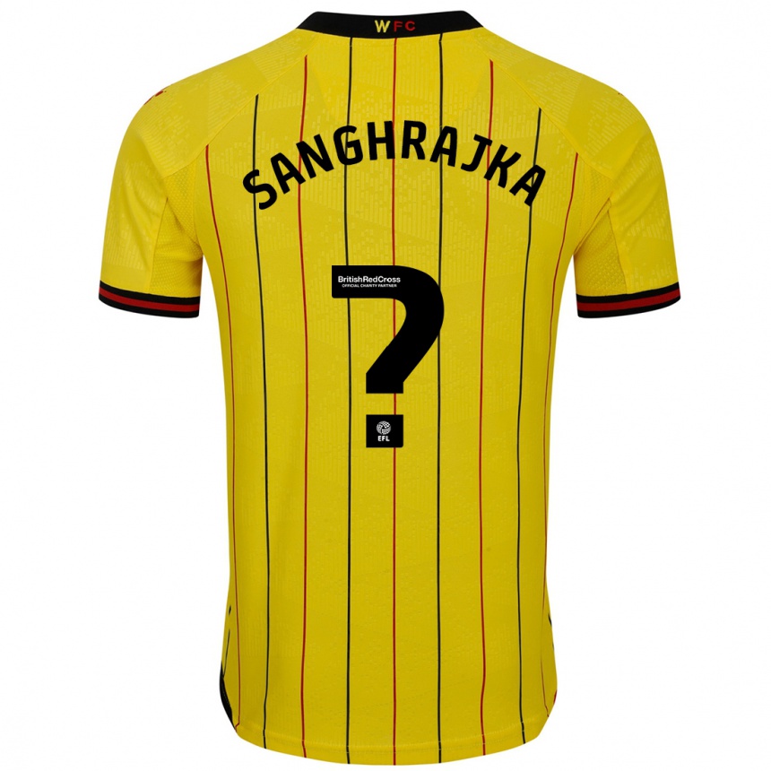 Kids Football Amar Sanghrajka #0 Yellow Black Home Jersey 2024/25 T-Shirt Uk