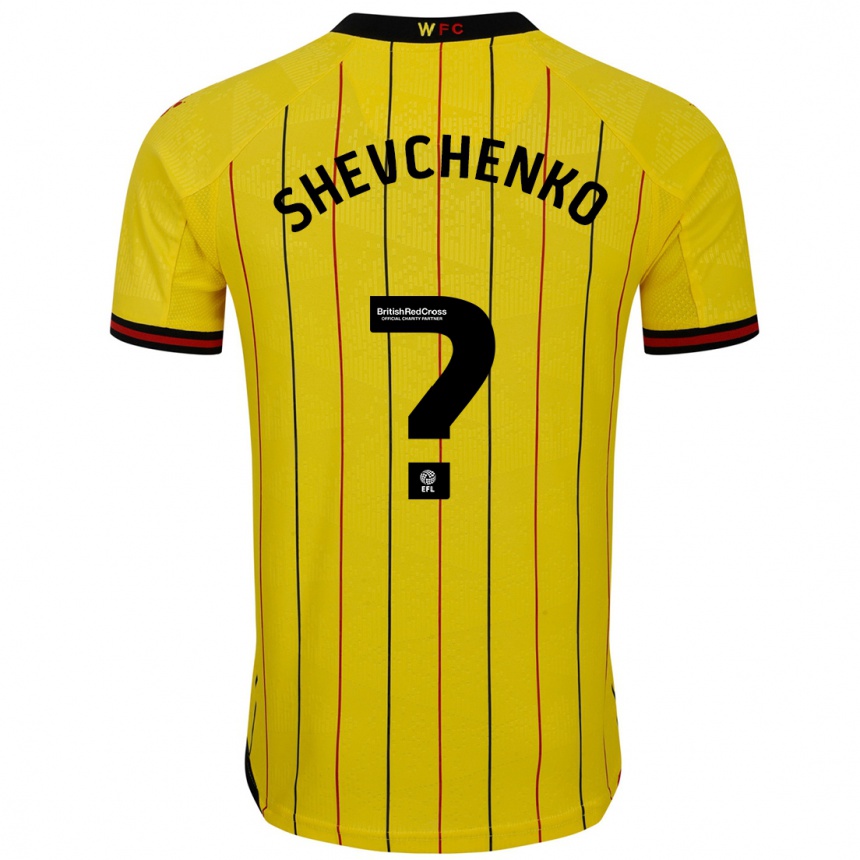 Kids Football Kristian Shevchenko #0 Yellow Black Home Jersey 2024/25 T-Shirt Uk