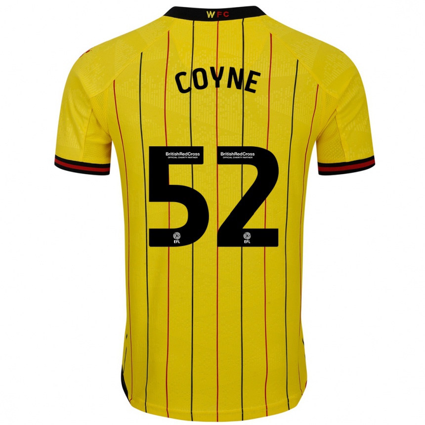 Kids Football Aidan Coyne #52 Yellow Black Home Jersey 2024/25 T-Shirt Uk