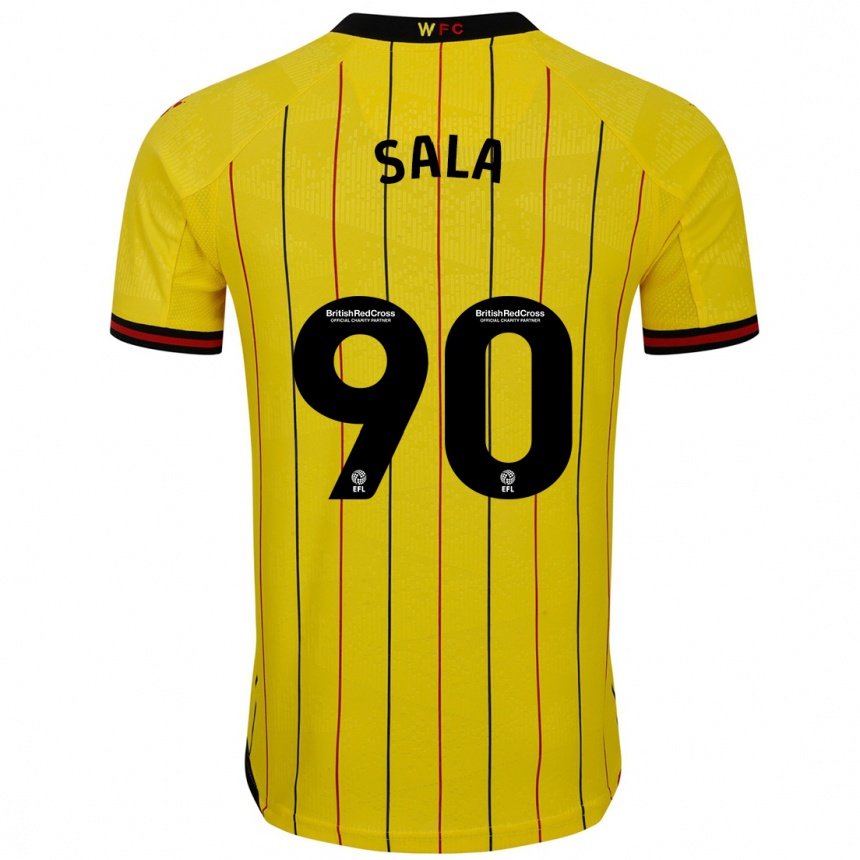 Kids Football Joel Sala #90 Yellow Black Home Jersey 2024/25 T-Shirt Uk