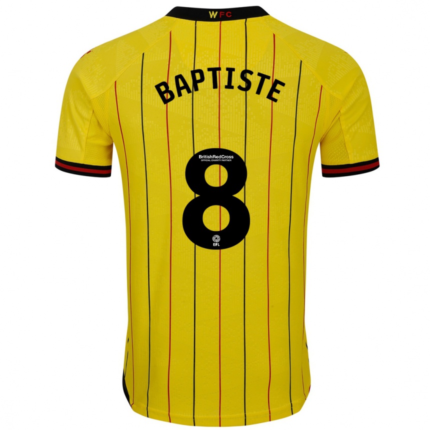 Kids Football Bianca Baptiste #8 Yellow Black Home Jersey 2024/25 T-Shirt Uk