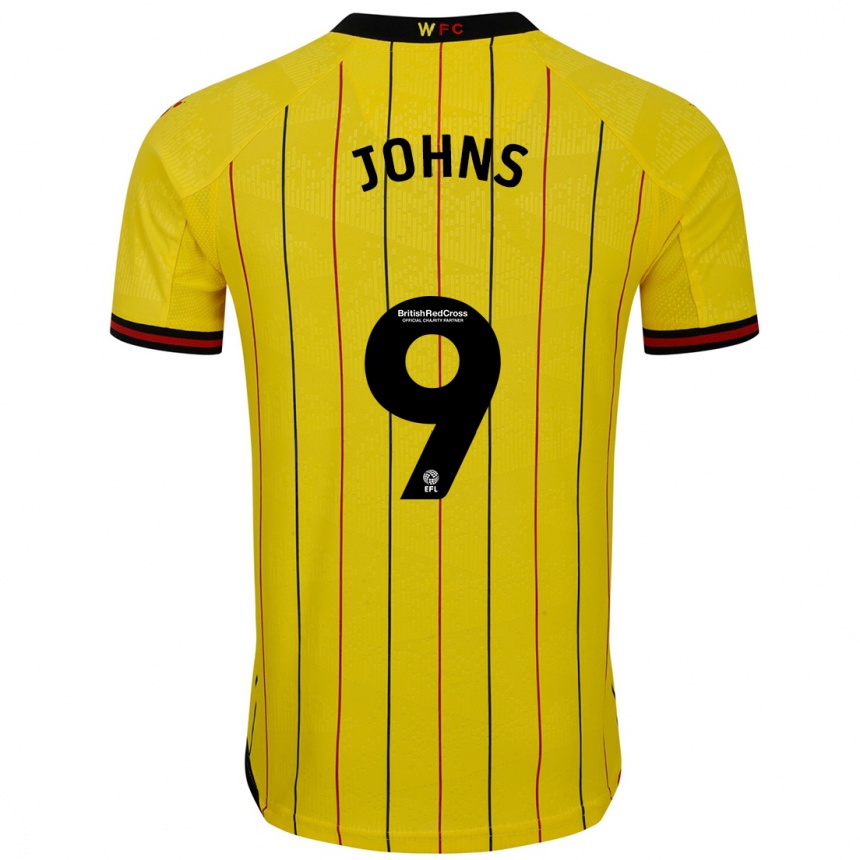 Kids Football Carly Johns #9 Yellow Black Home Jersey 2024/25 T-Shirt Uk