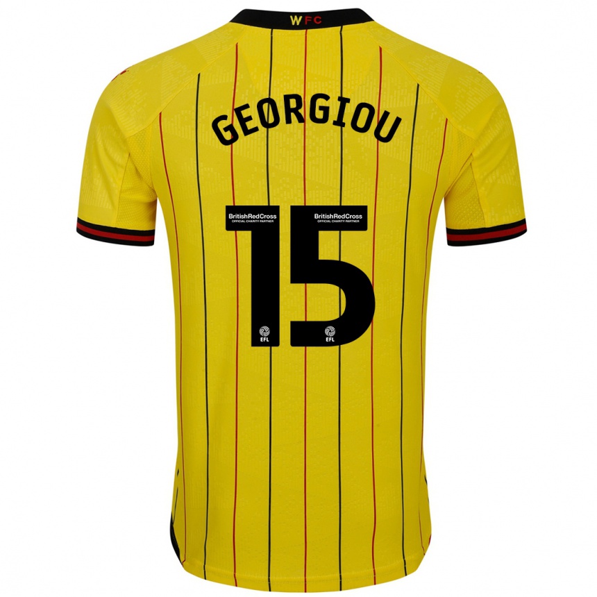 Kids Football Andria Georgiou #15 Yellow Black Home Jersey 2024/25 T-Shirt Uk